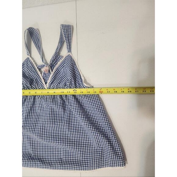 Victorias Secret Babydoll Tank Womens Medium Blue Gingham Cotton Sleepwear - Picture 6 of 11